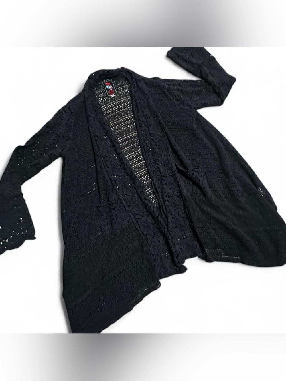 Johnny Was Black Crochet Cardigan with Pockets